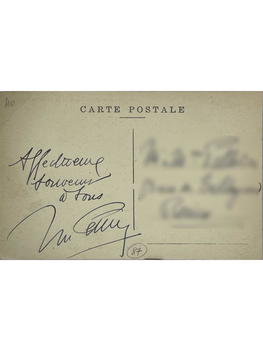 Verso de la carte postale