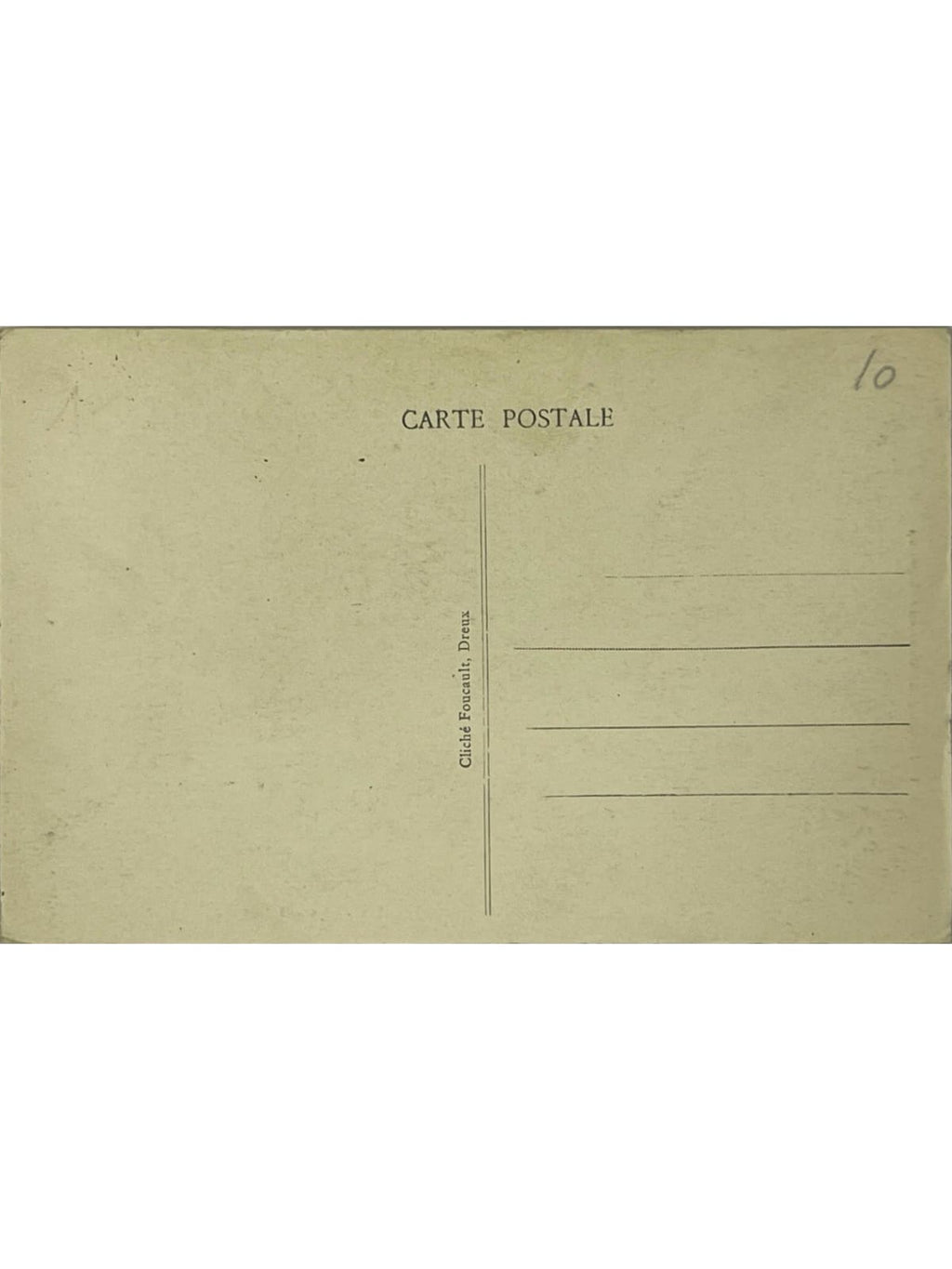 Verso de la carte postale