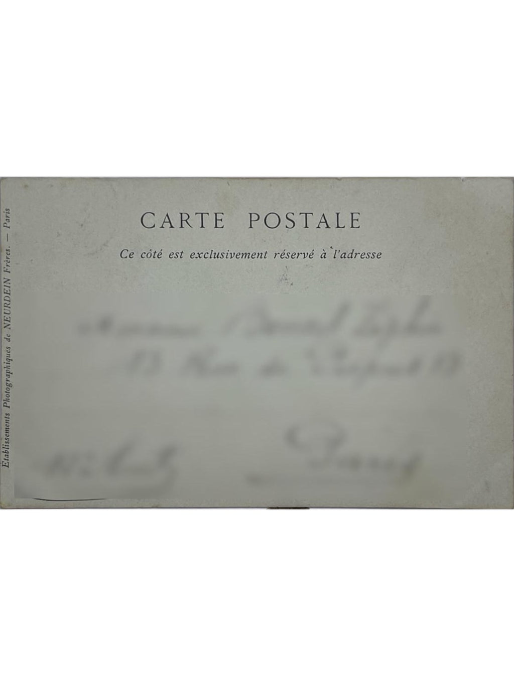 Verso de la carte postale