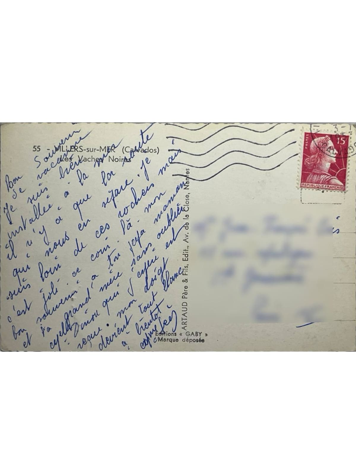Verso de la carte postale