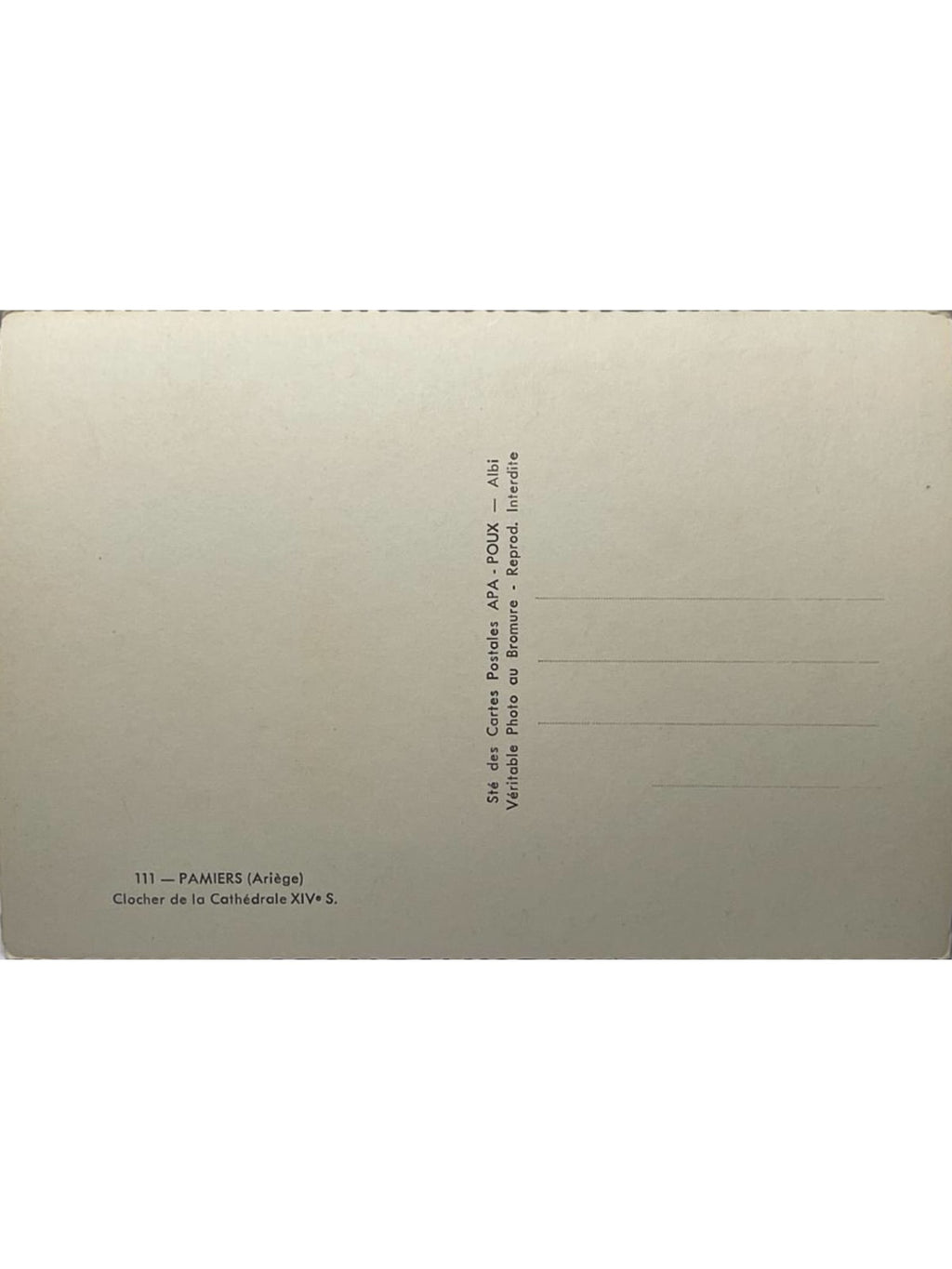 Verso de la carte postale