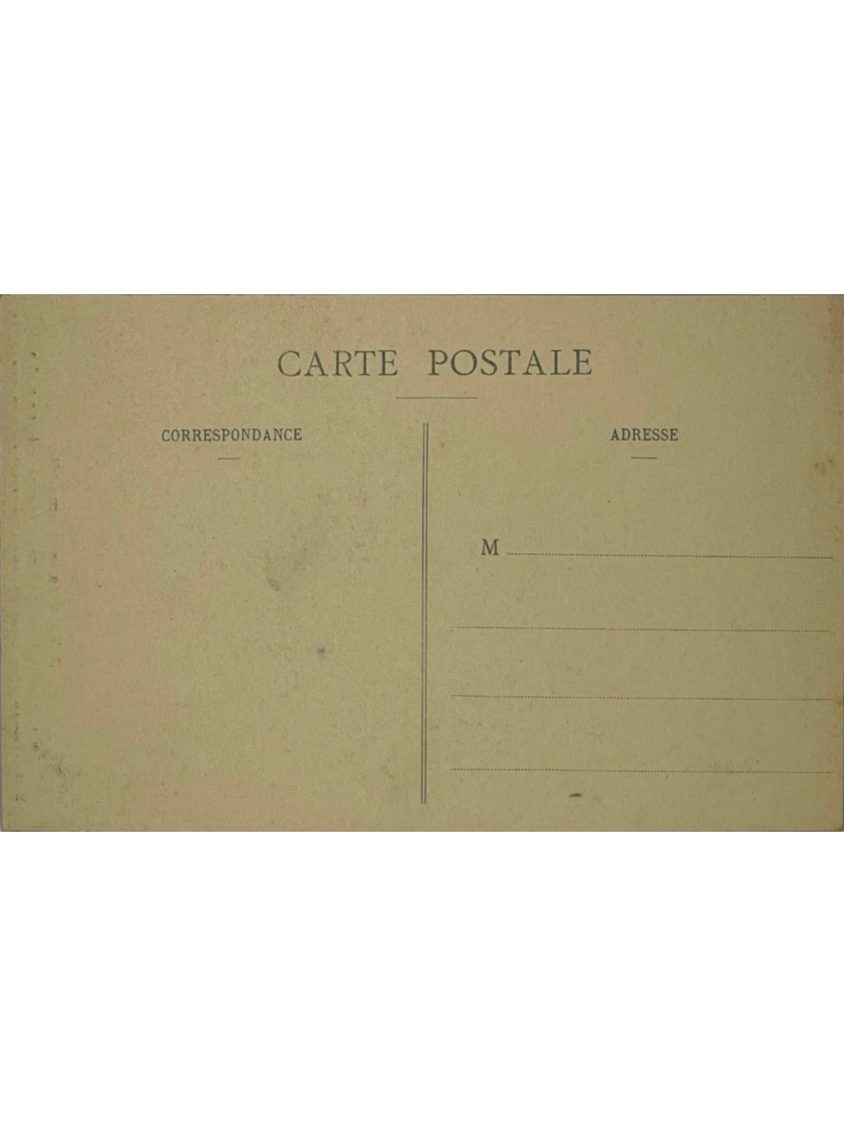 Verso de la carte postale