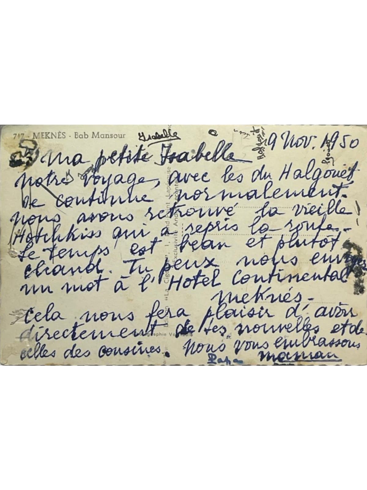 Verso de la carte postale