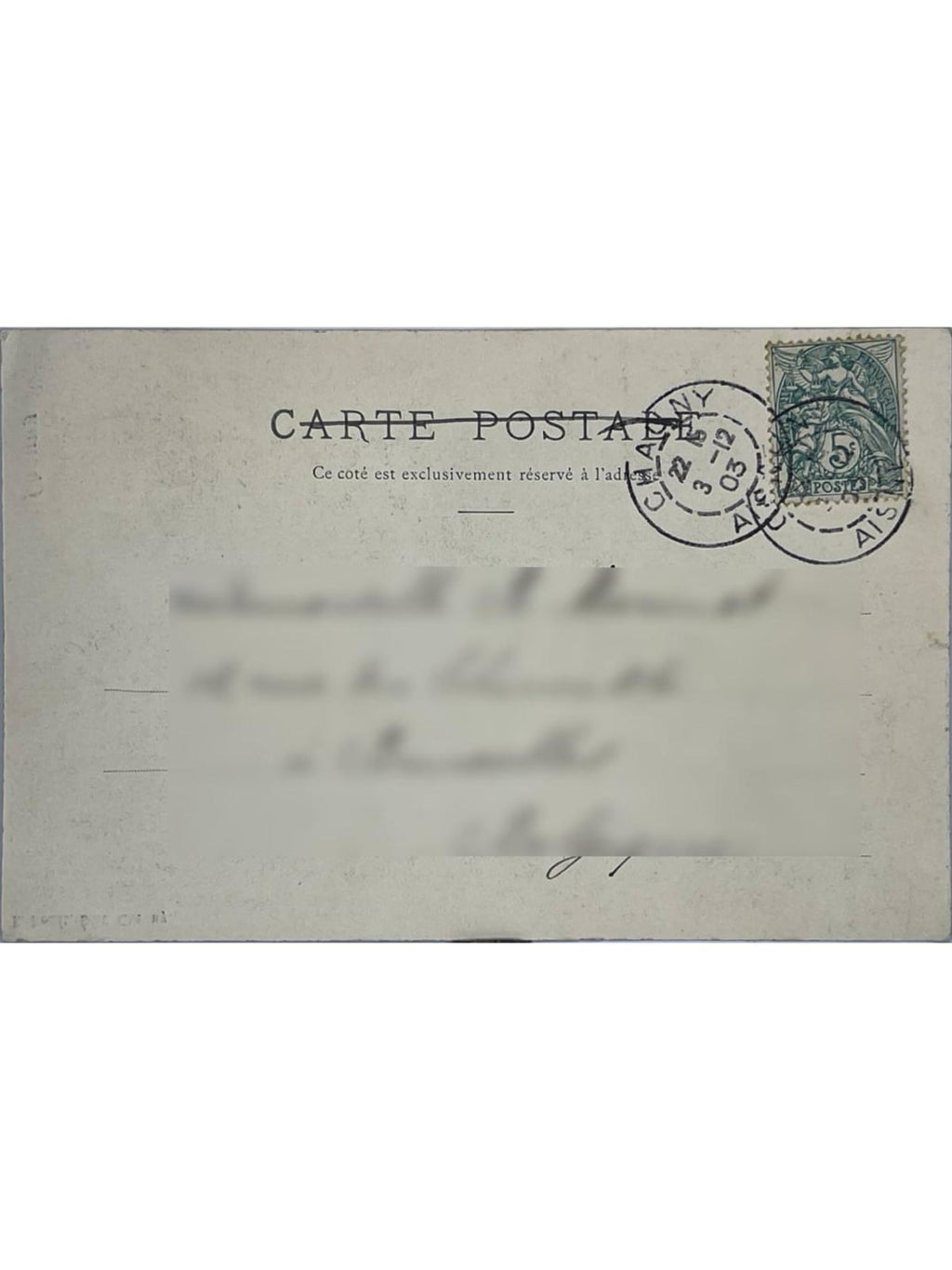 Verso de la carte postale