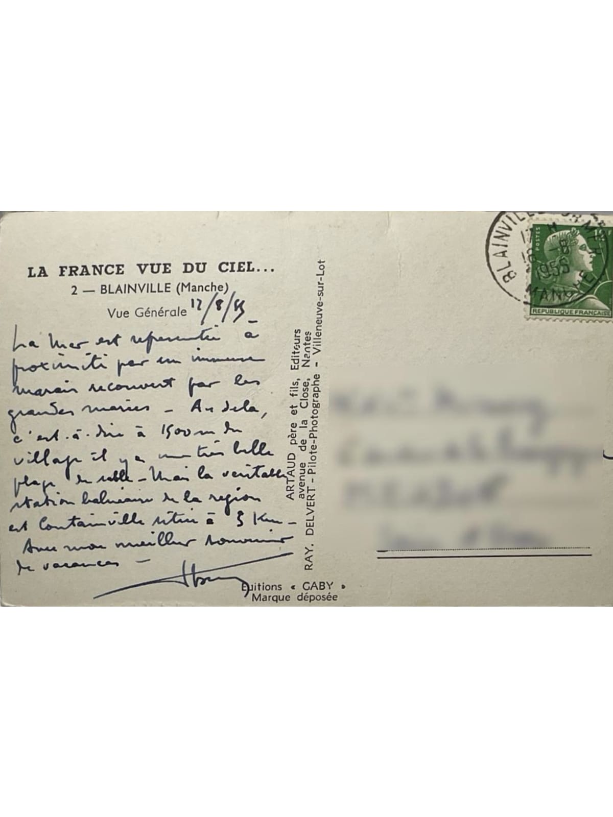 Verso de la carte postale