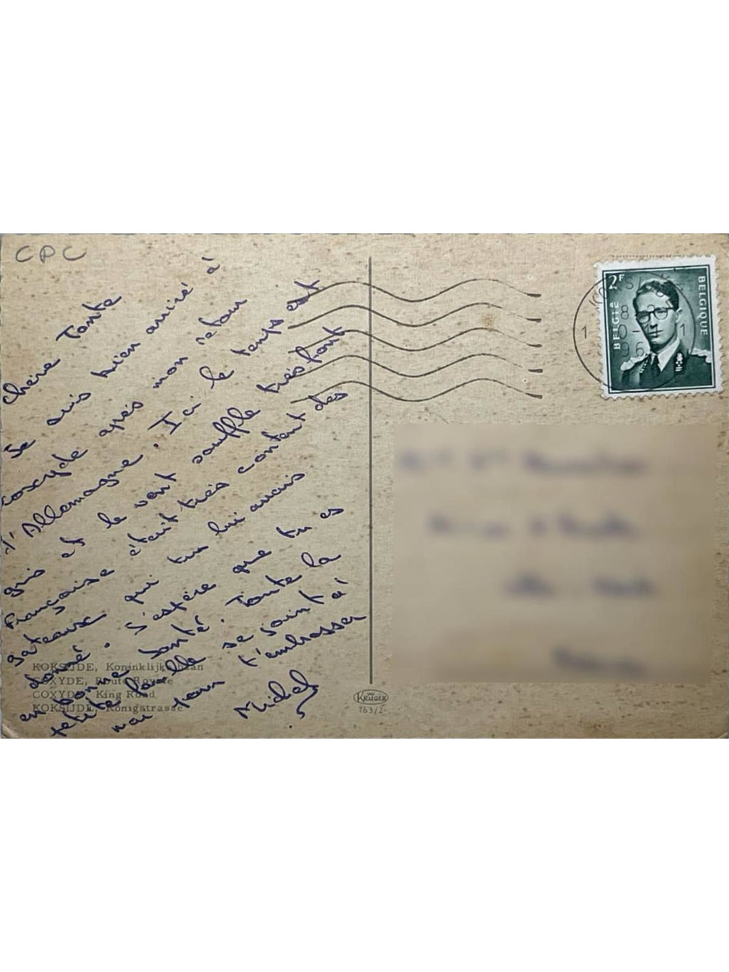 Verso de la carte postale