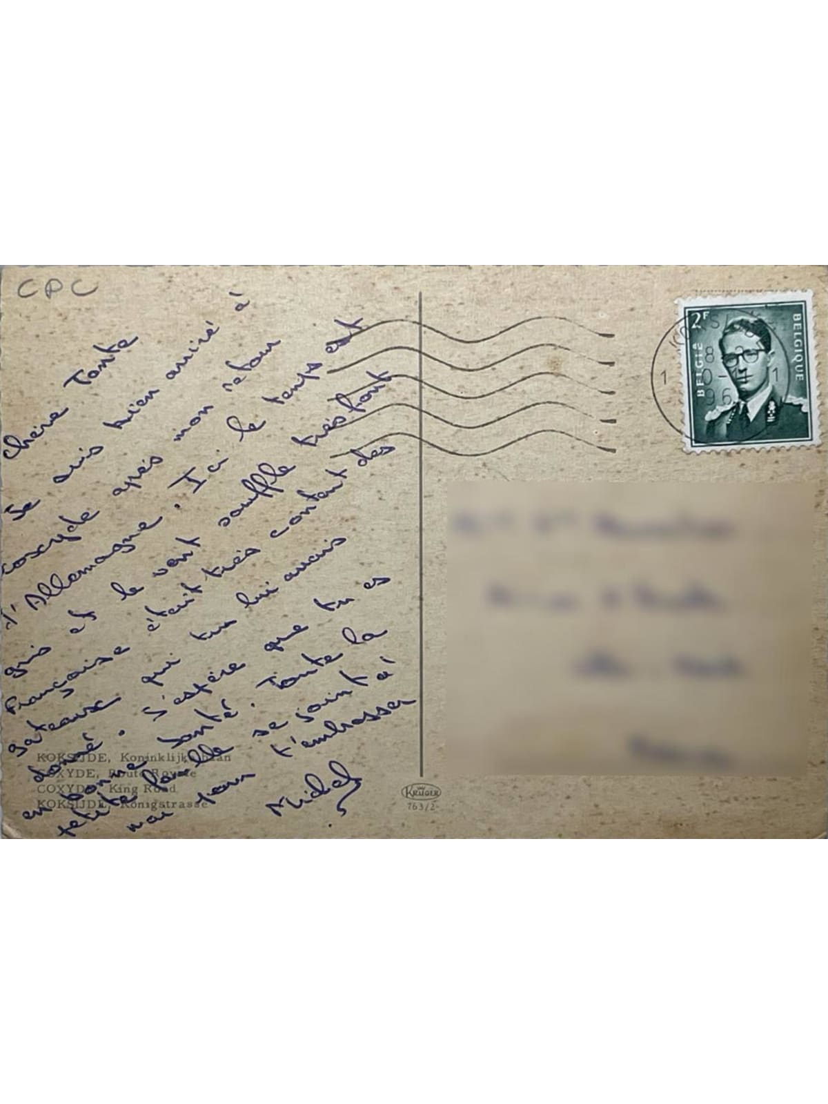 Verso de la carte postale