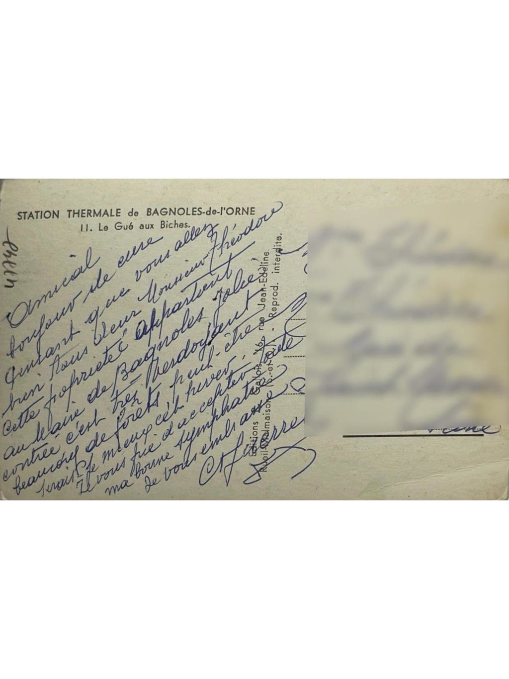 Verso de la carte postale