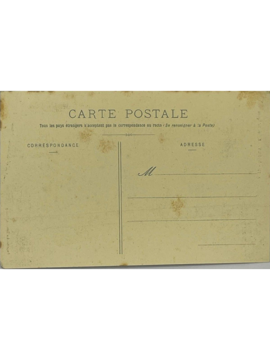 Verso de la carte postale