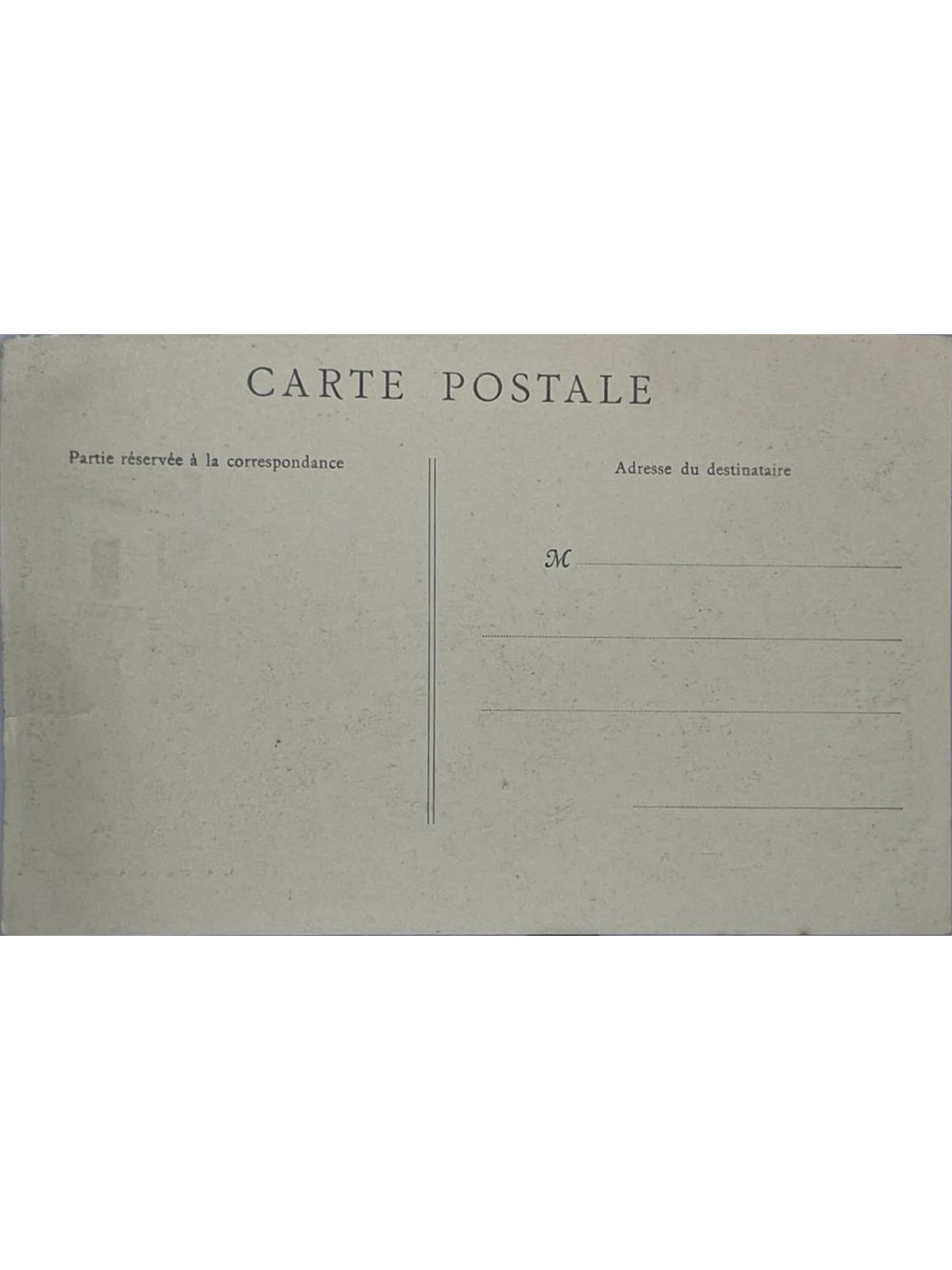 Verso de la carte postale