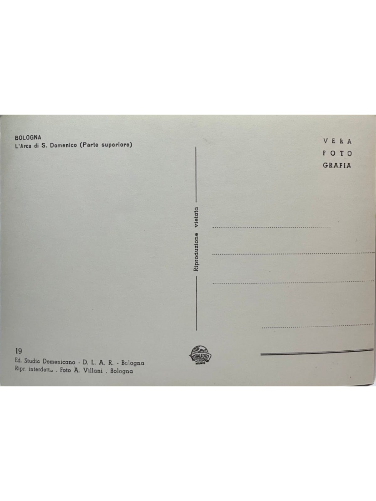 Verso de la carte postale
