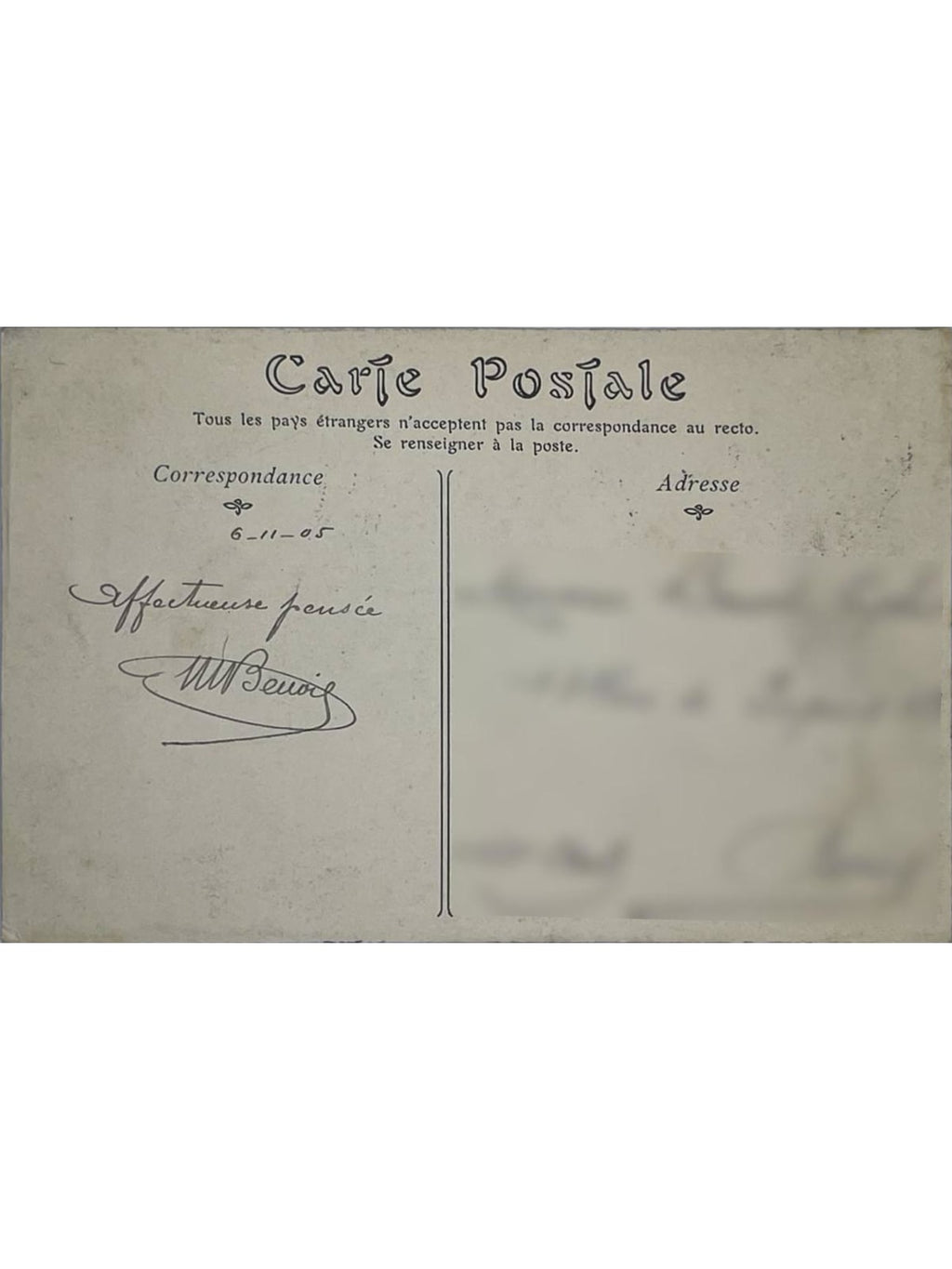 Verso de la carte postale
