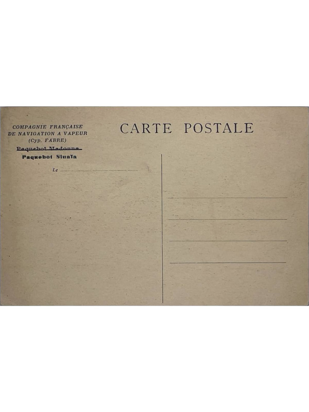 Verso de la carte postale