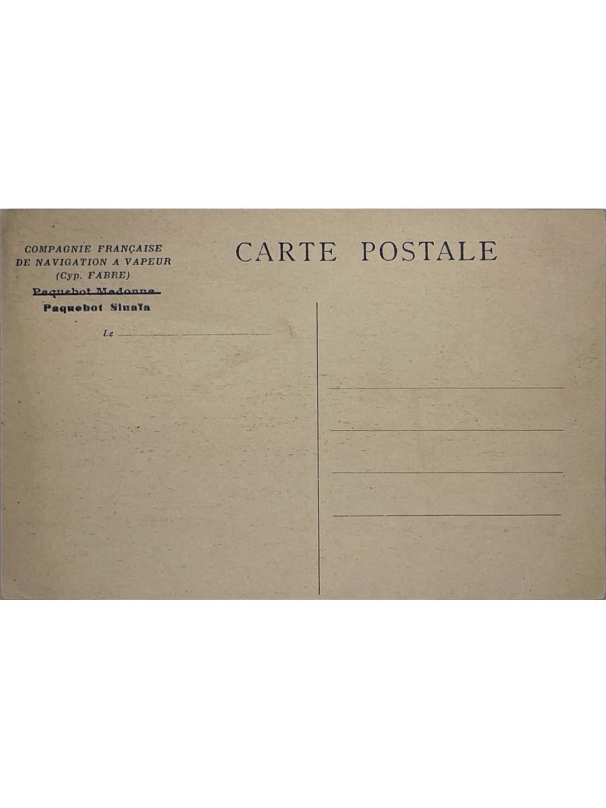 Verso de la carte postale