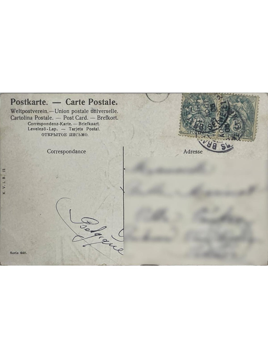 Verso de la carte postale