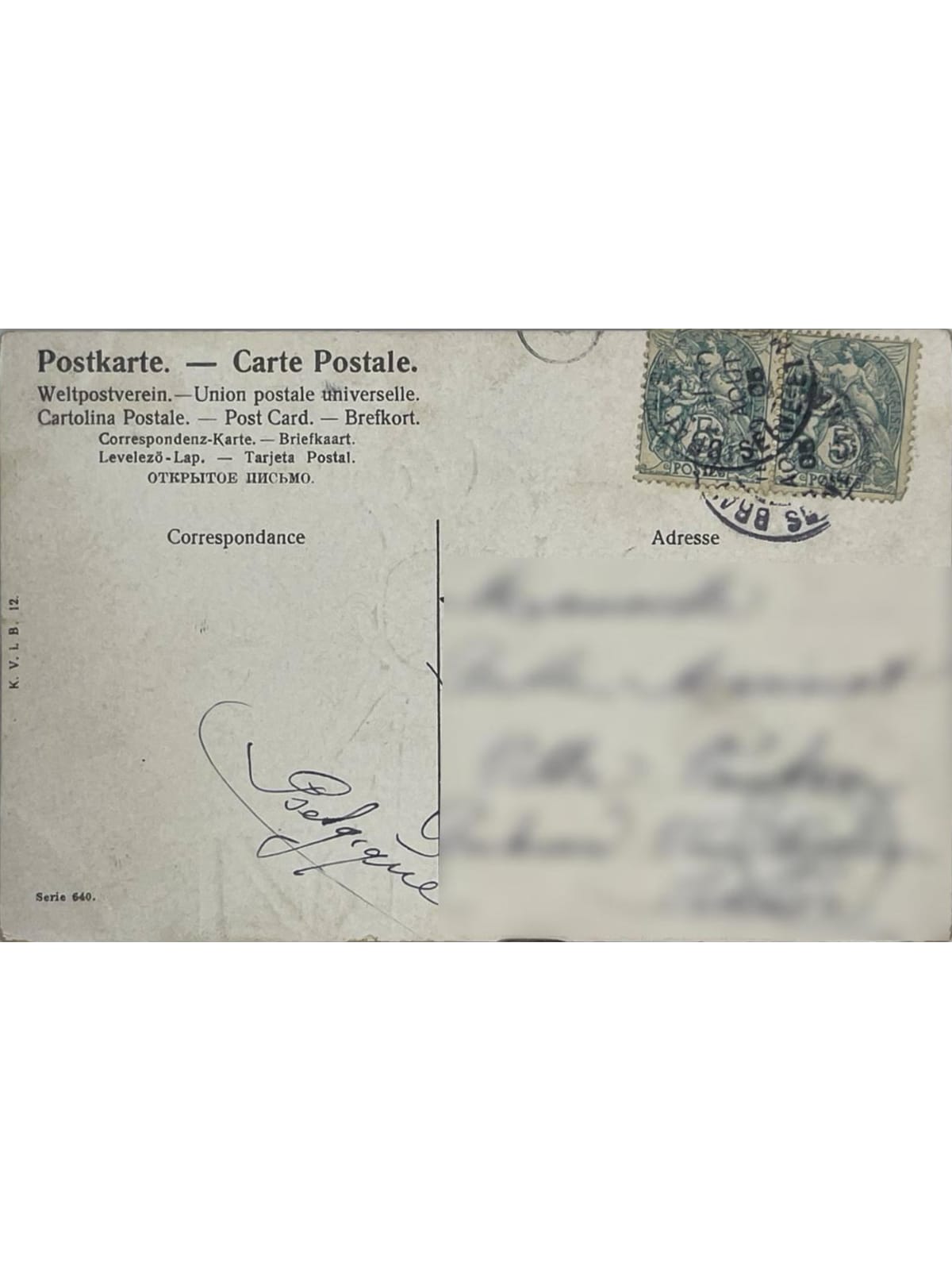 Verso de la carte postale