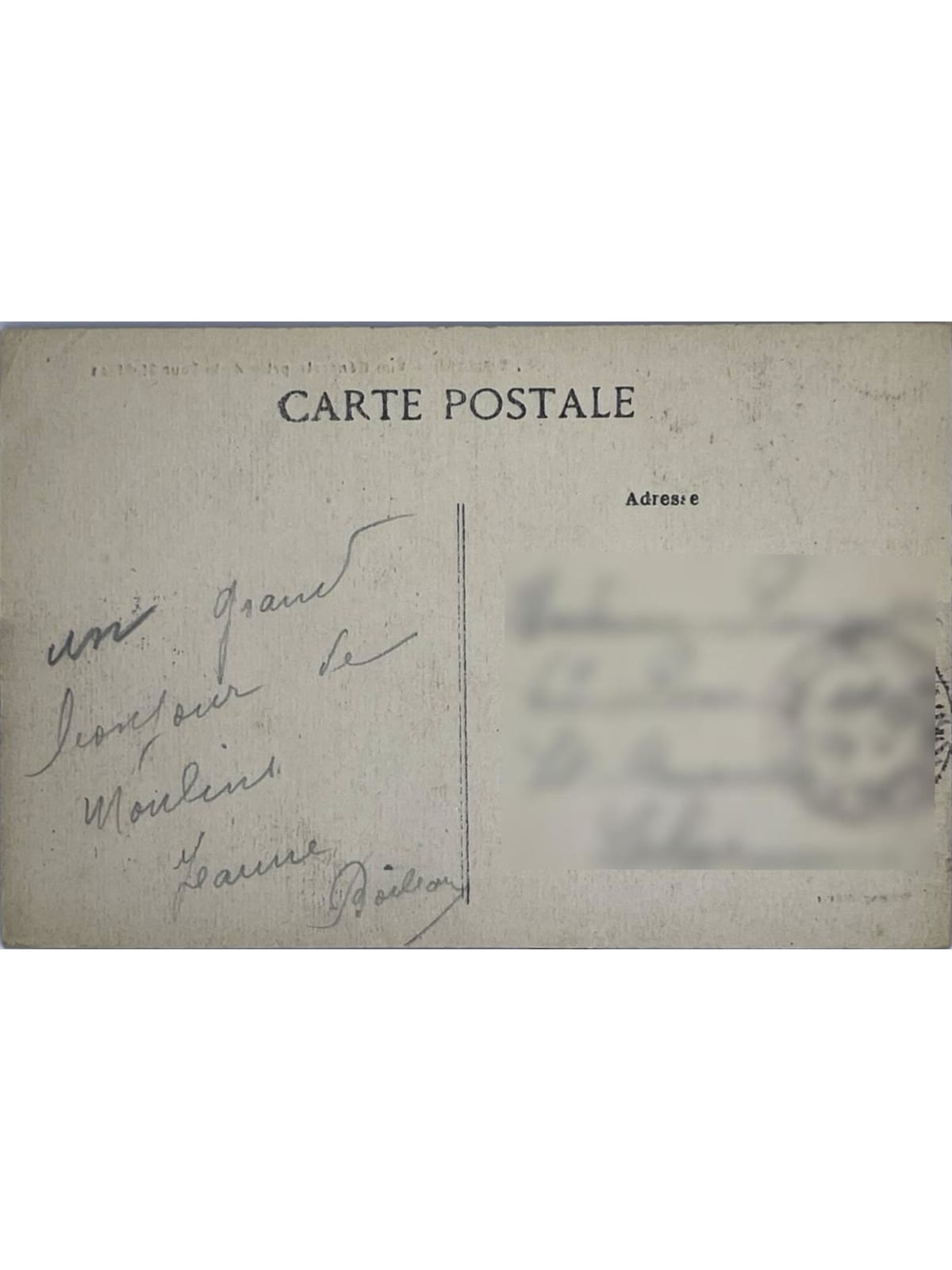 Verso de la carte postale