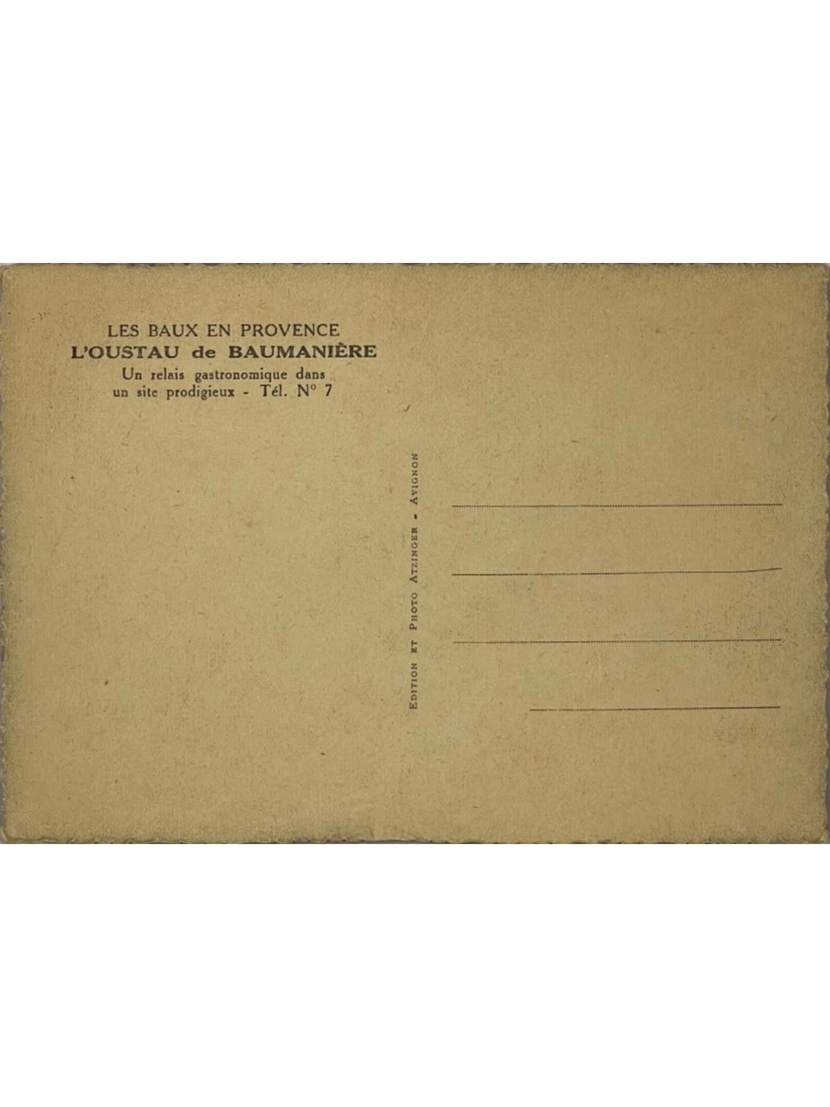 Verso de la carte postale