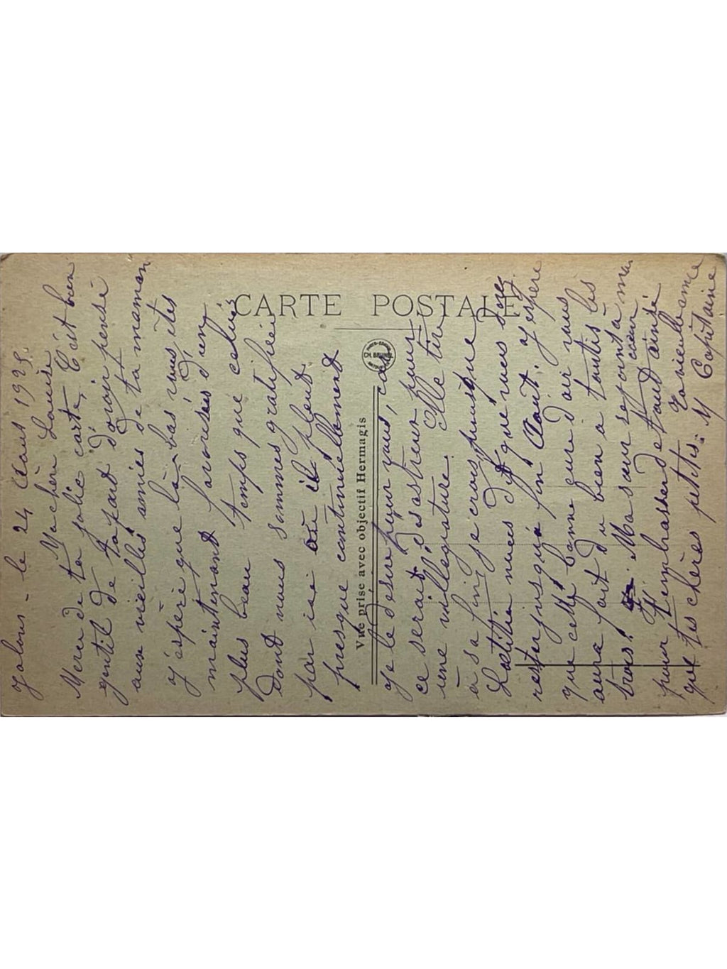 Verso de la carte postale