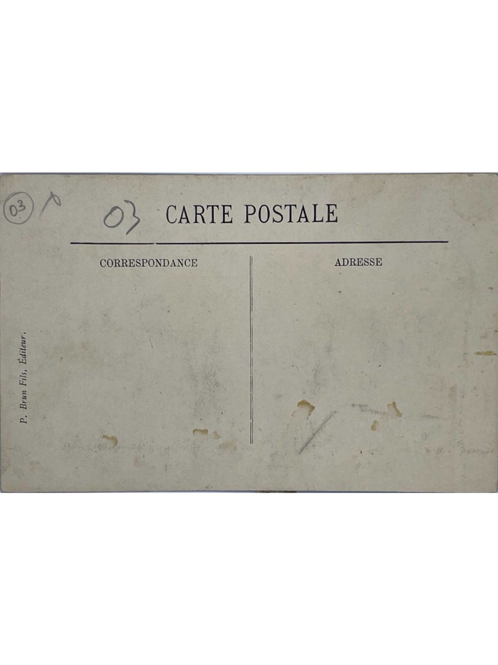 Verso de la carte postale