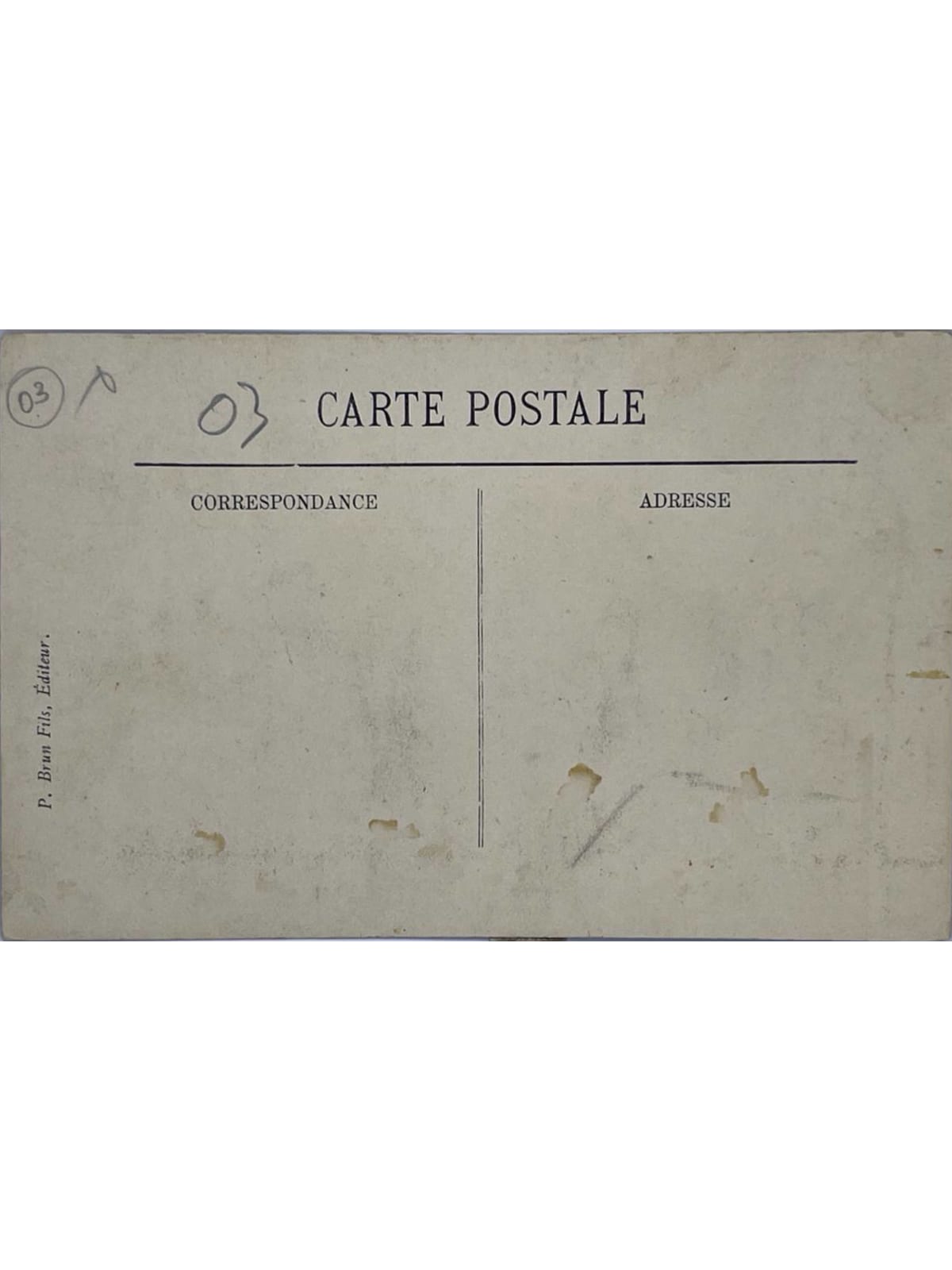Verso de la carte postale