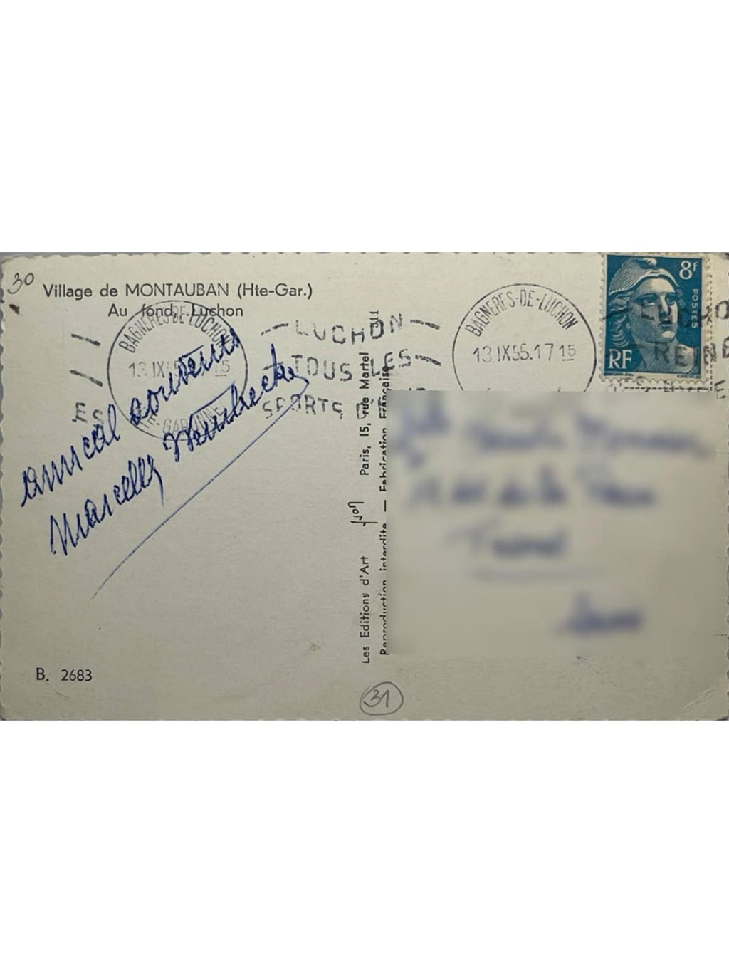 Verso de la carte postale