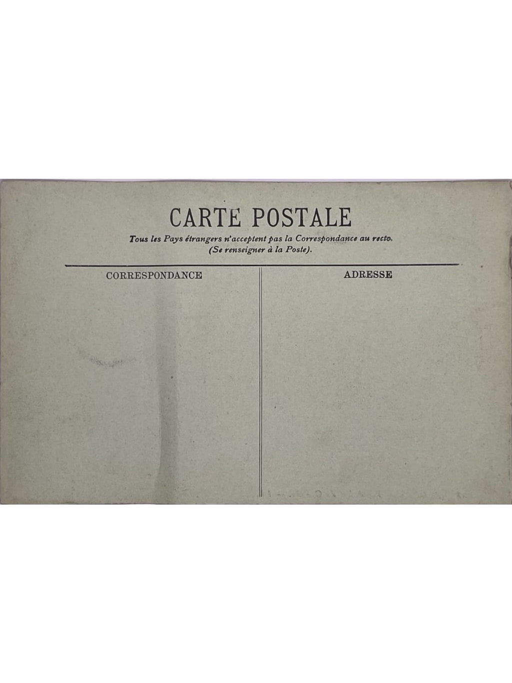 Verso de la carte postale