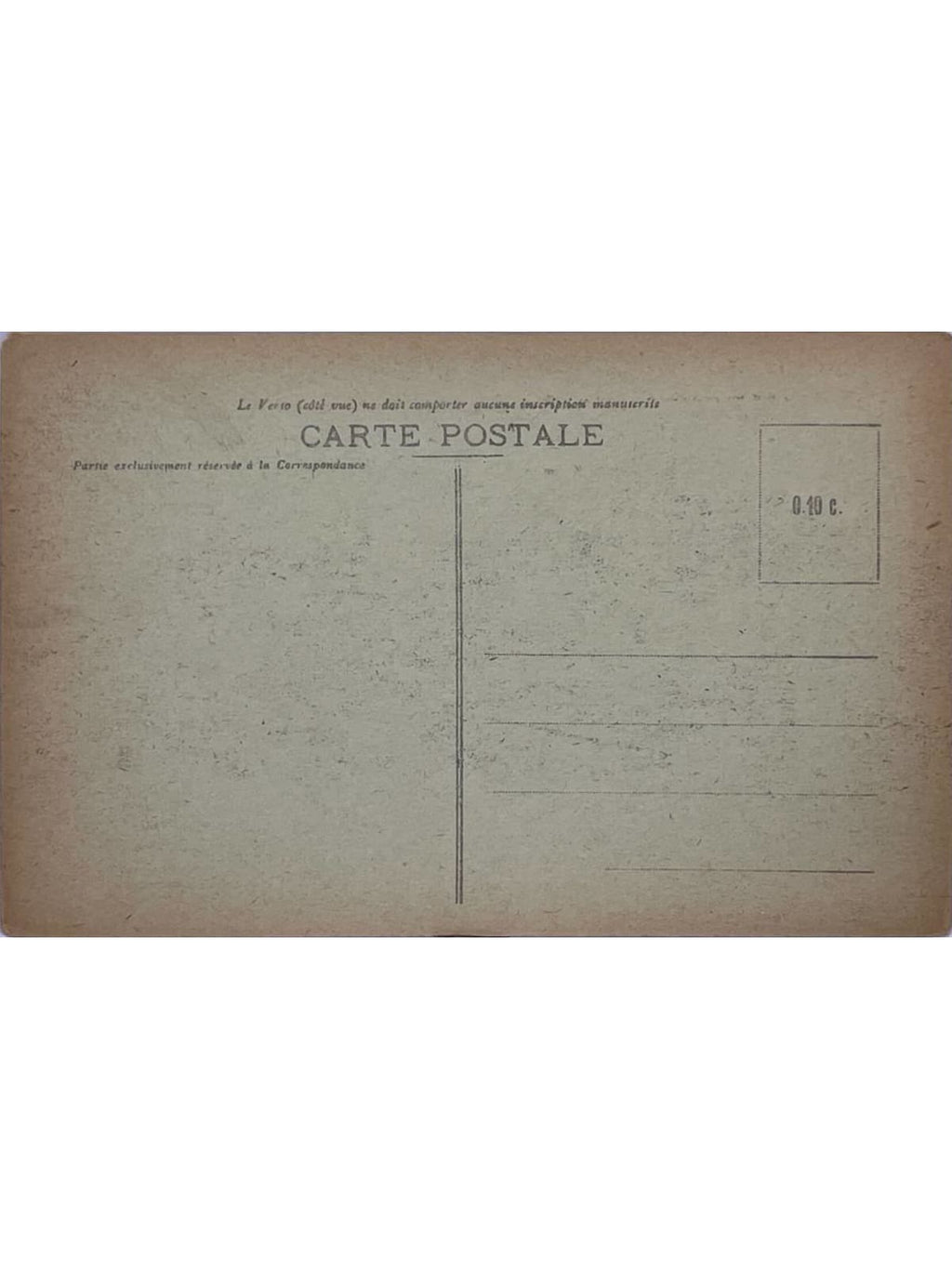 Verso de la carte postale