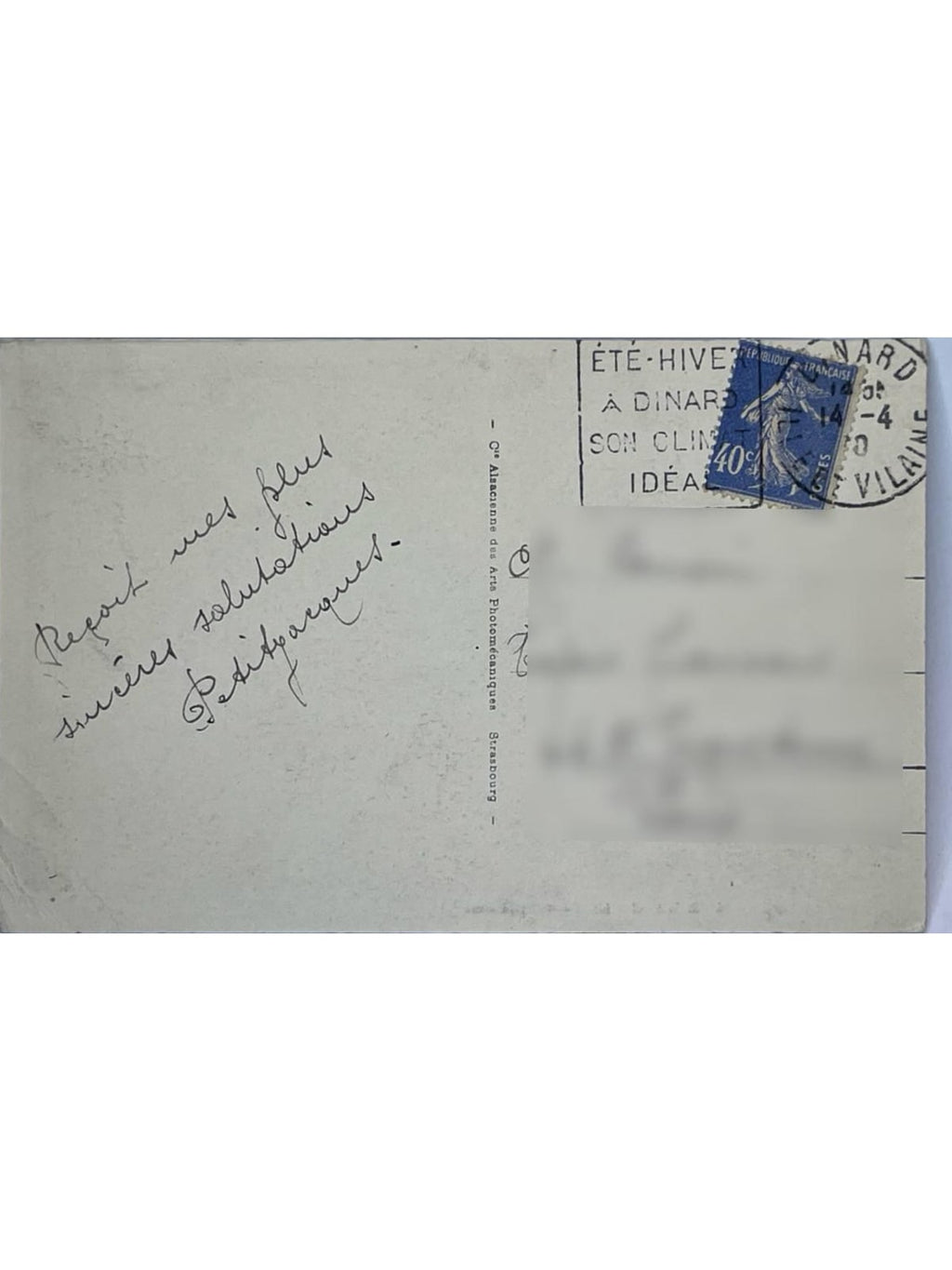 Verso de la carte postale
