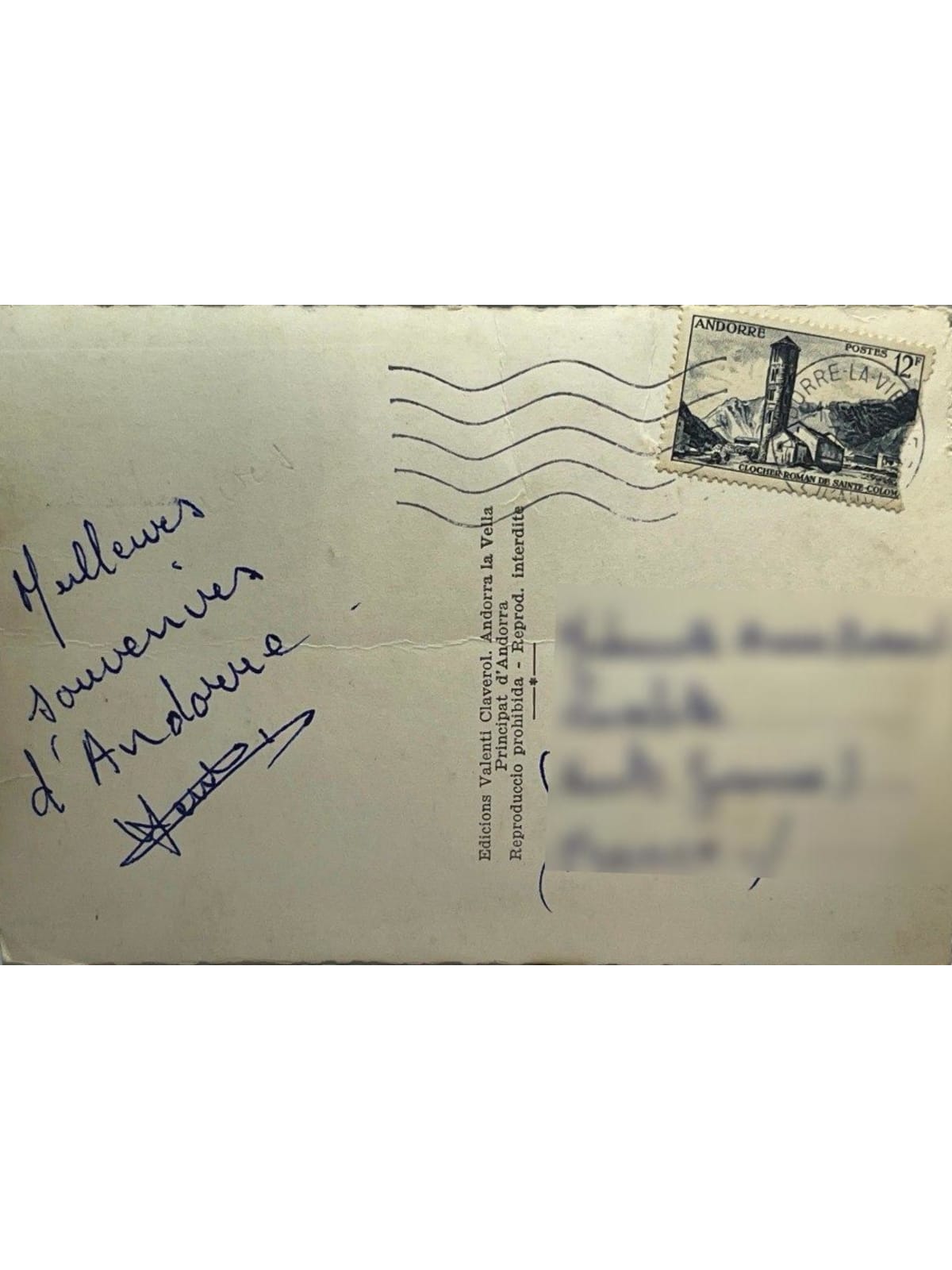 Verso de la carte postale