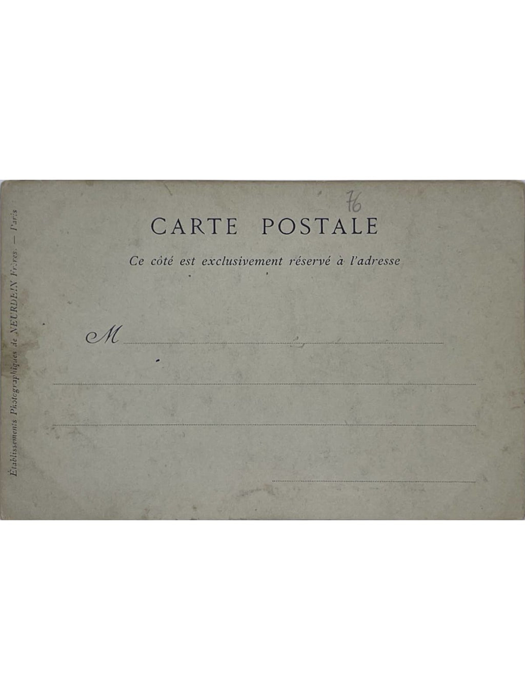 Verso de la carte postale