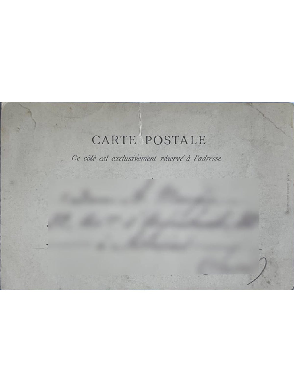 Verso de la carte postale