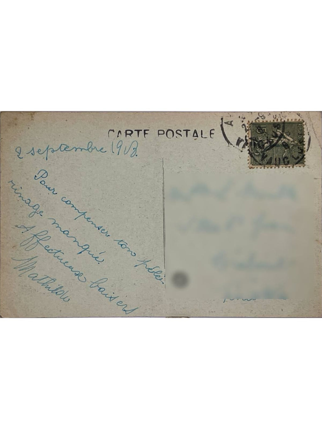 Verso de la carte postale