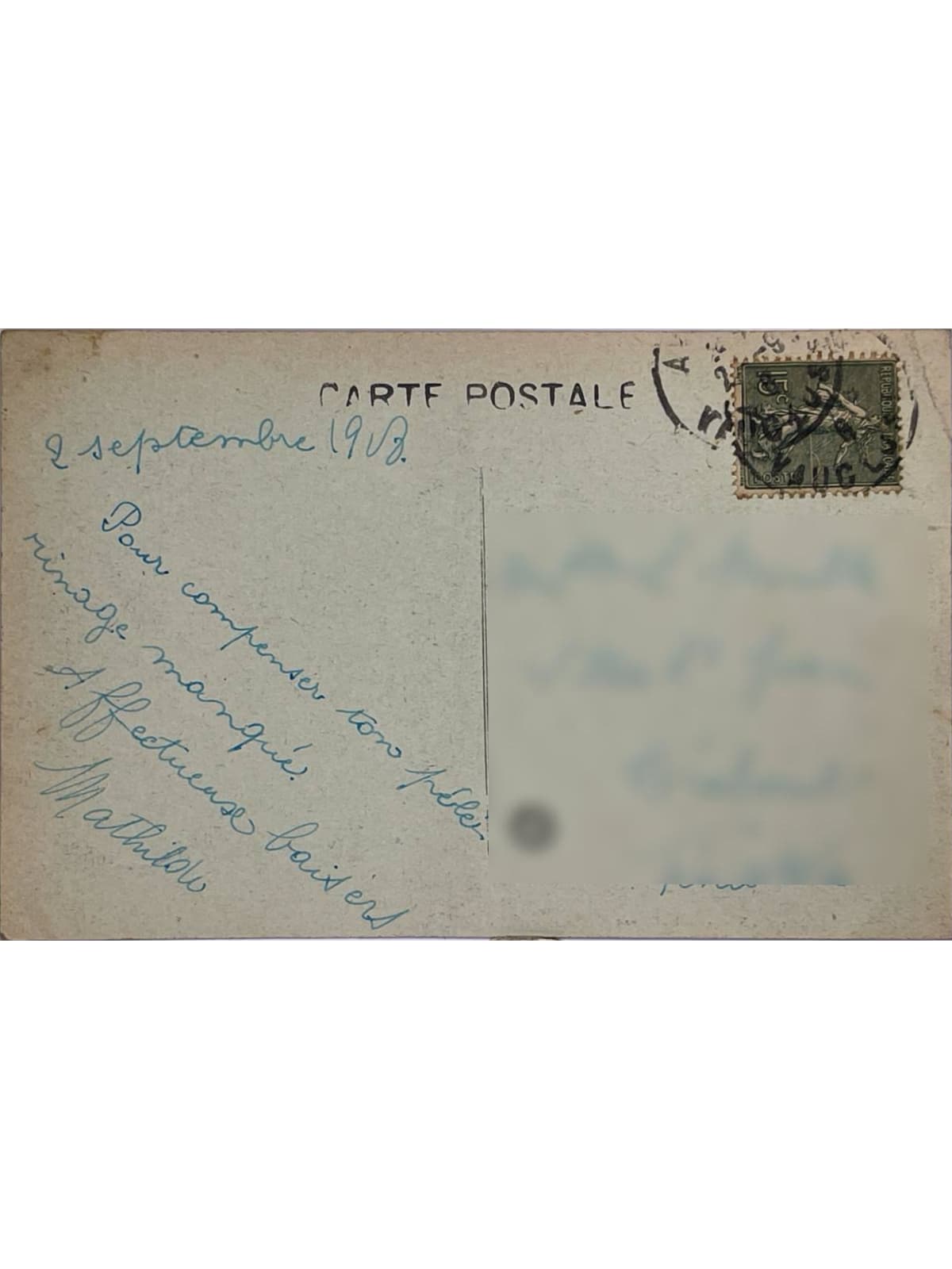 Verso de la carte postale