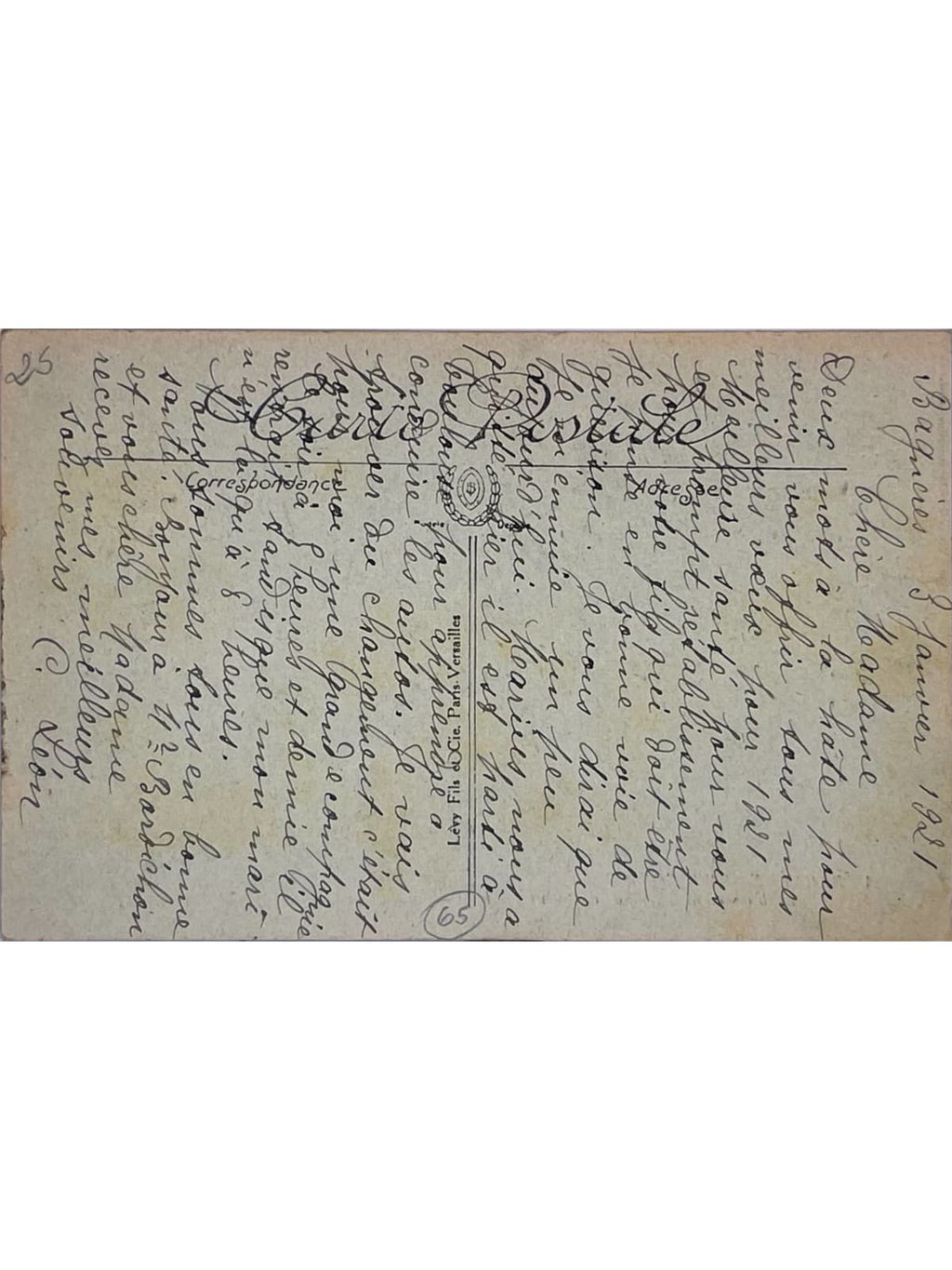 Verso de la carte postale