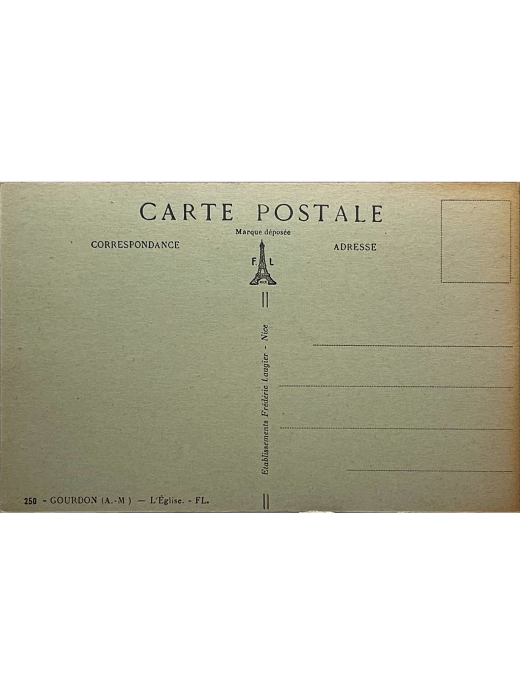 Verso de la carte postale