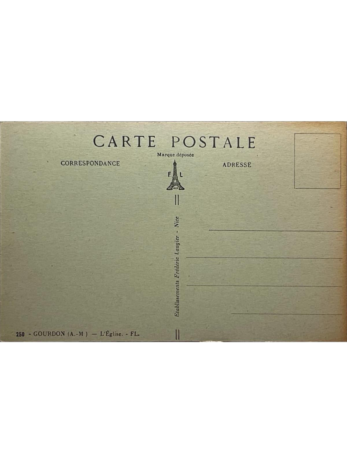 Verso de la carte postale