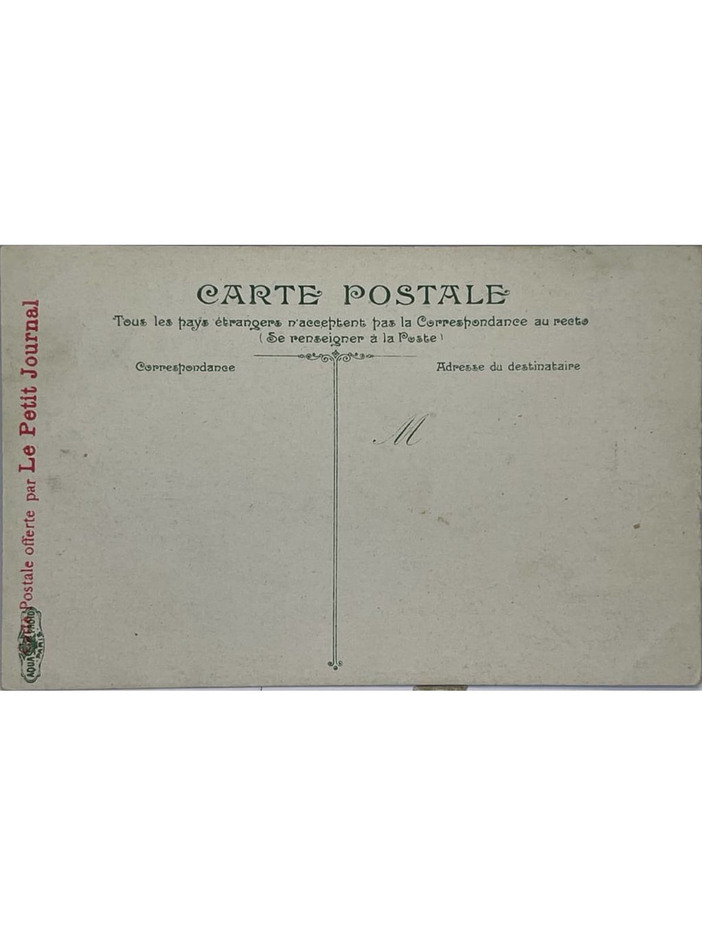 Verso de la carte postale