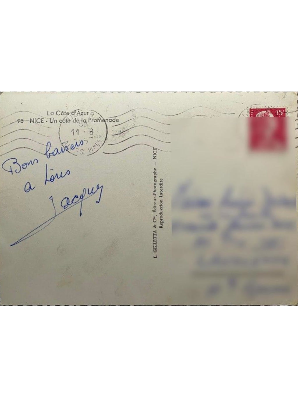 Verso de la carte postale