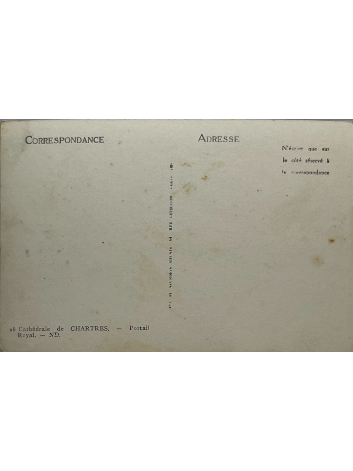 Verso de la carte postale