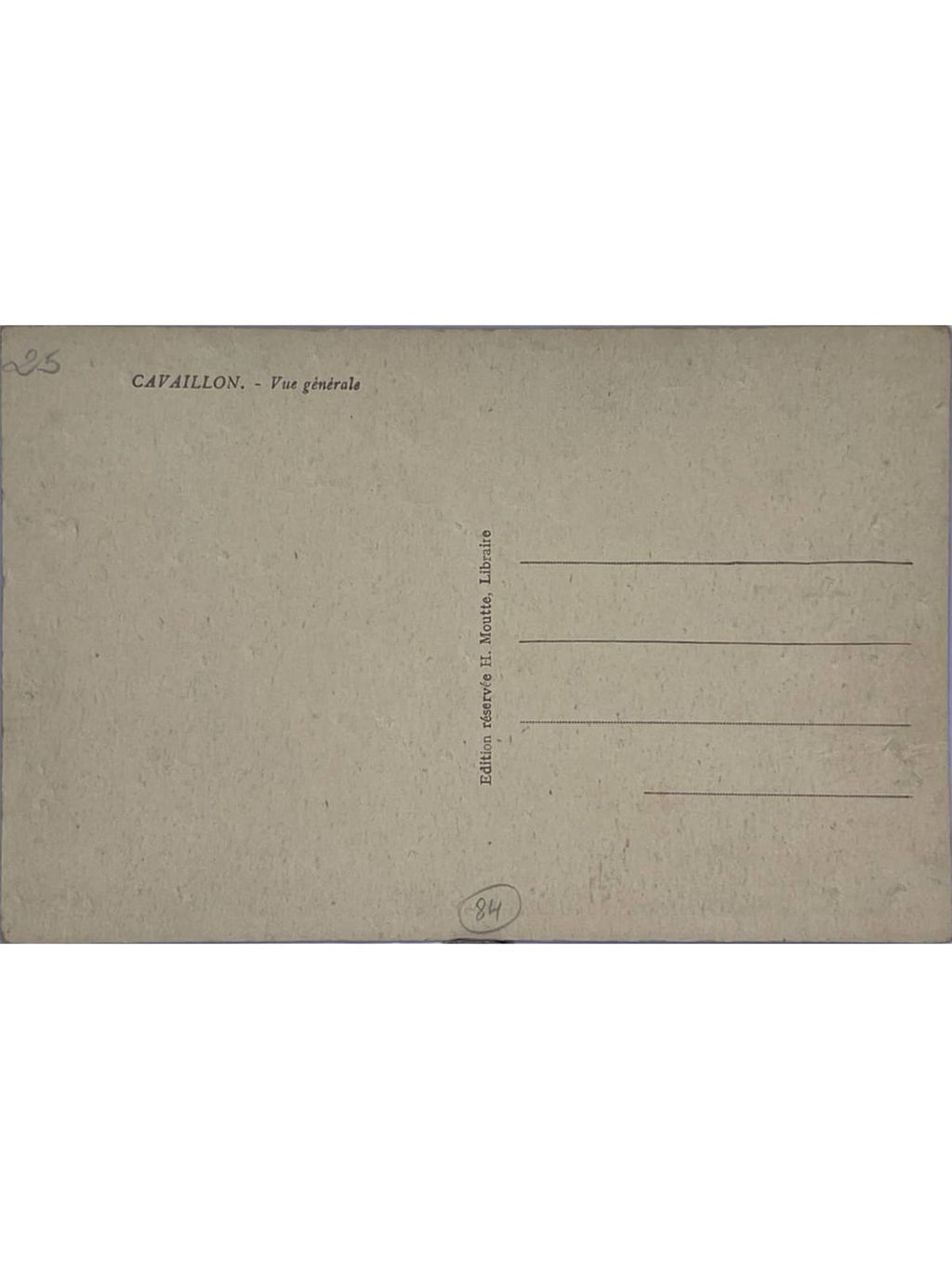 Verso de la carte postale