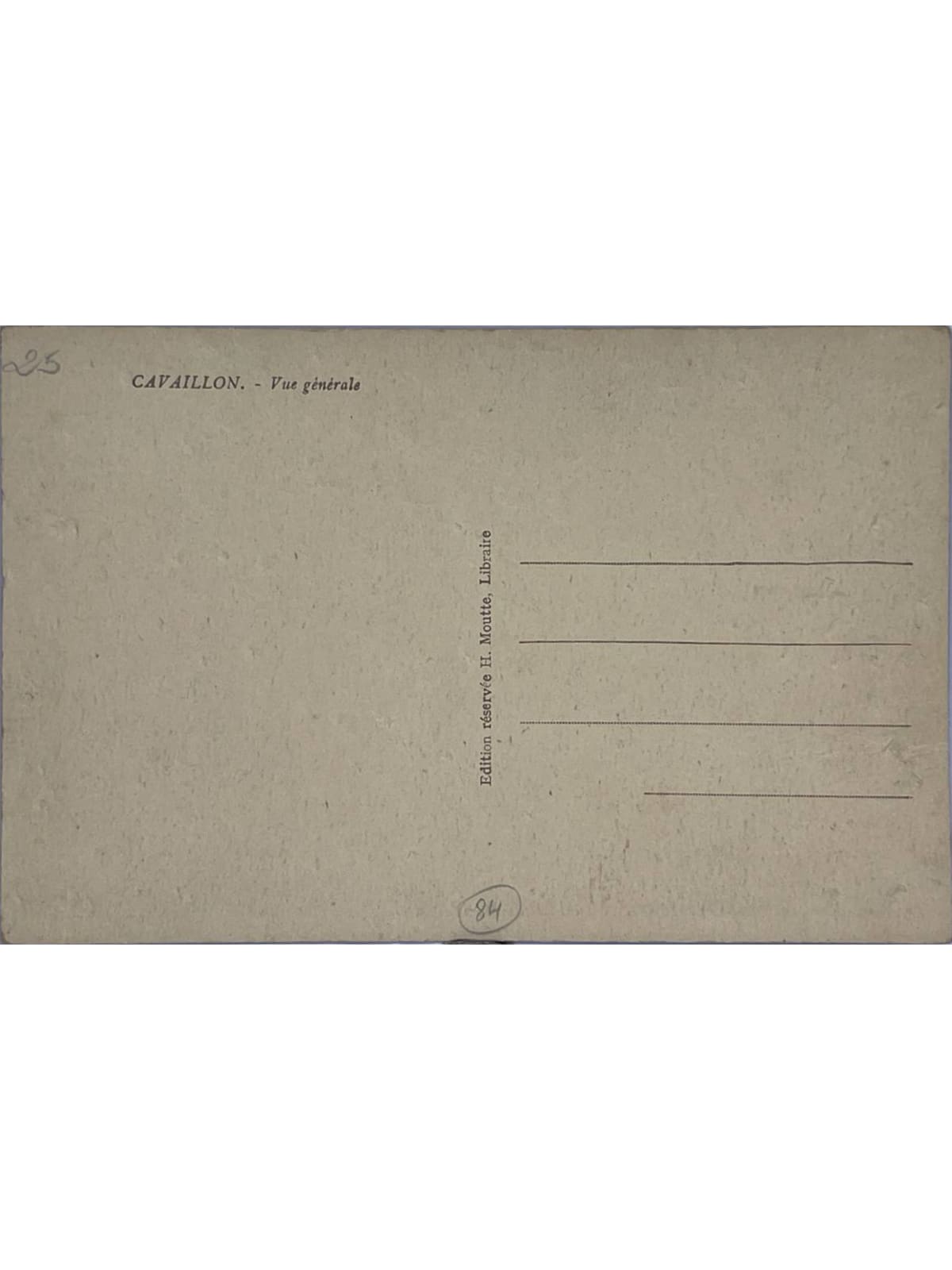 Verso de la carte postale