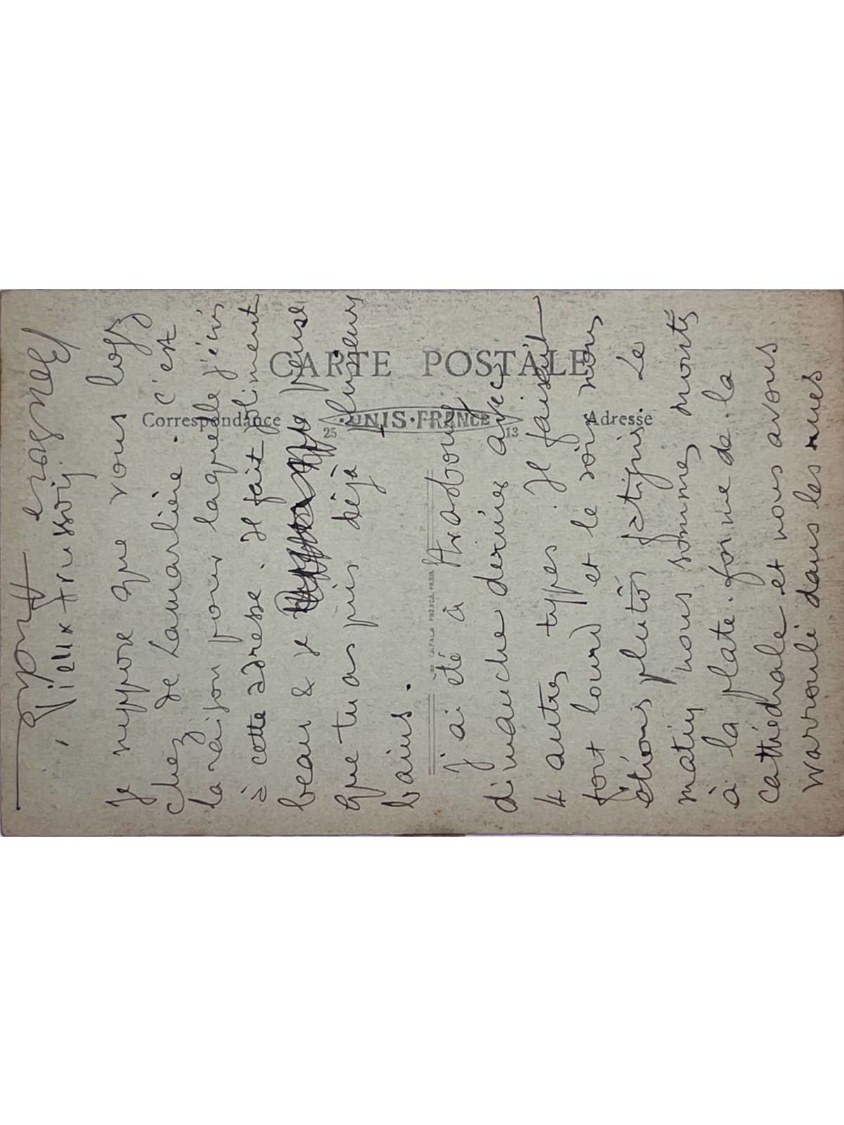 Verso de la carte postale