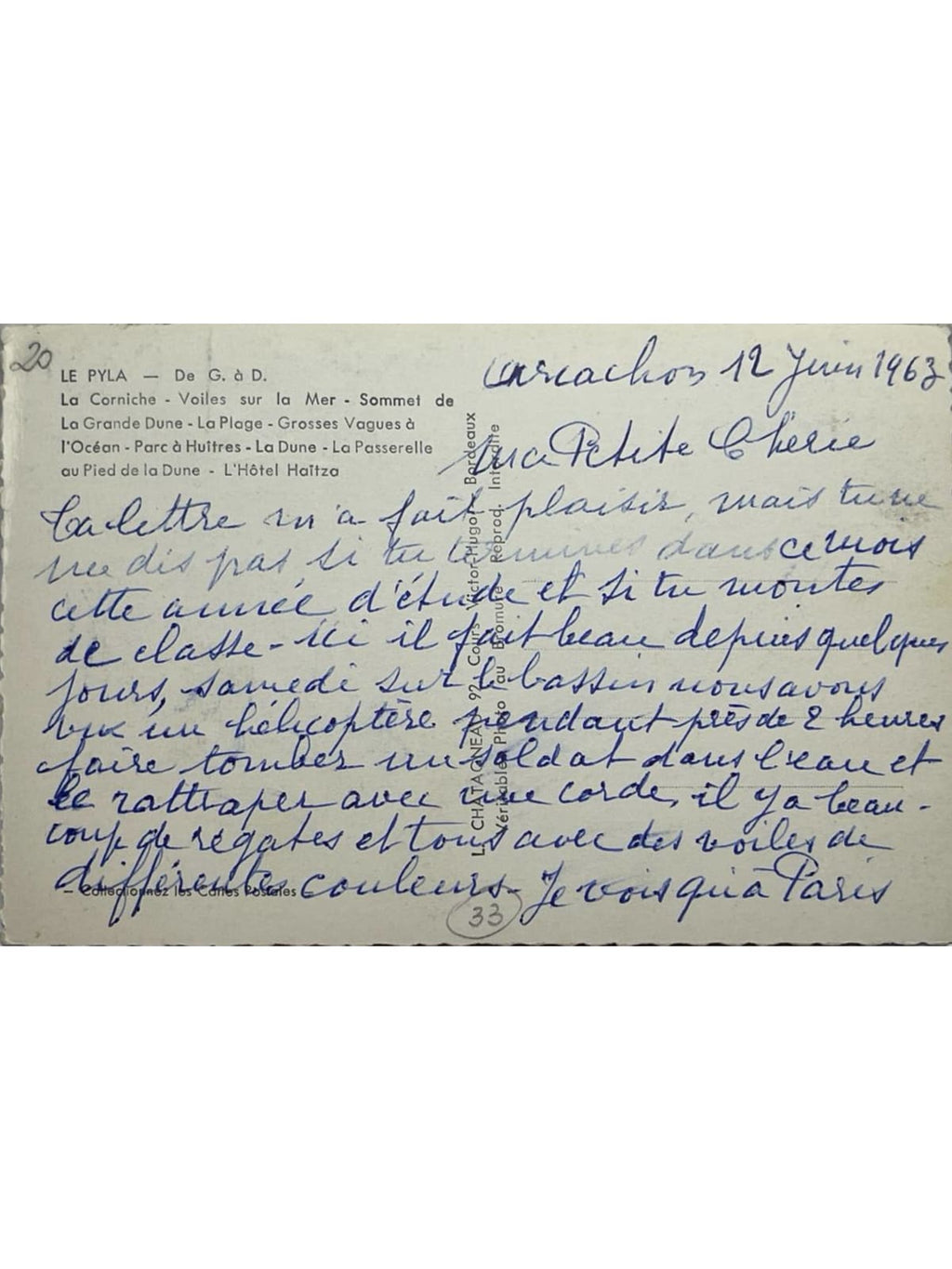 Verso de la carte postale