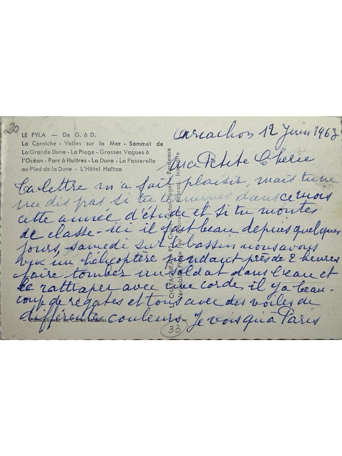 Verso de la carte postale