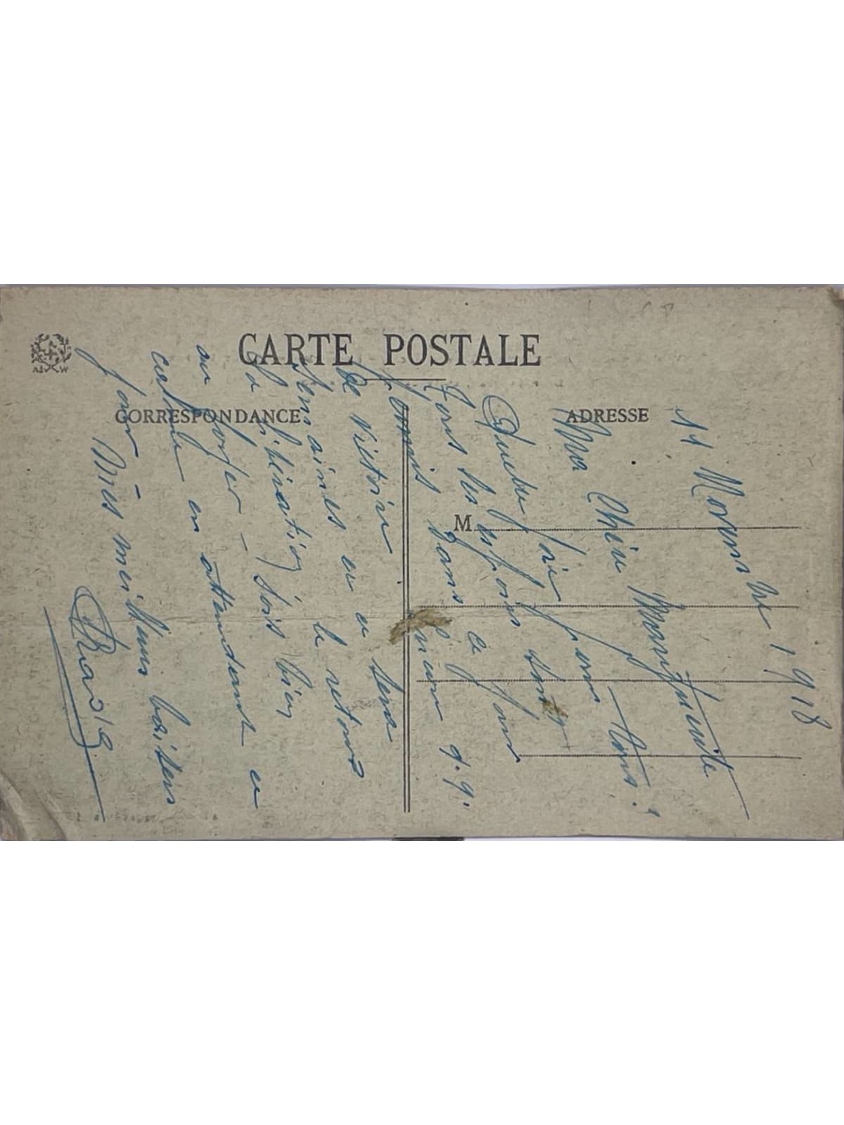 Verso de la carte postale