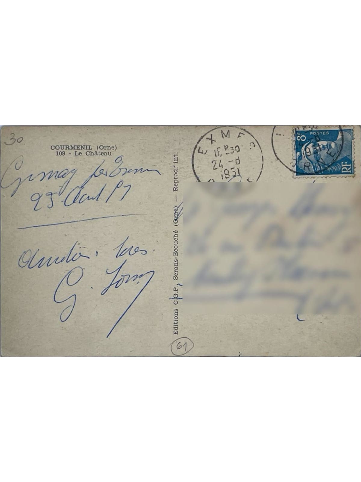 Verso de la carte postale
