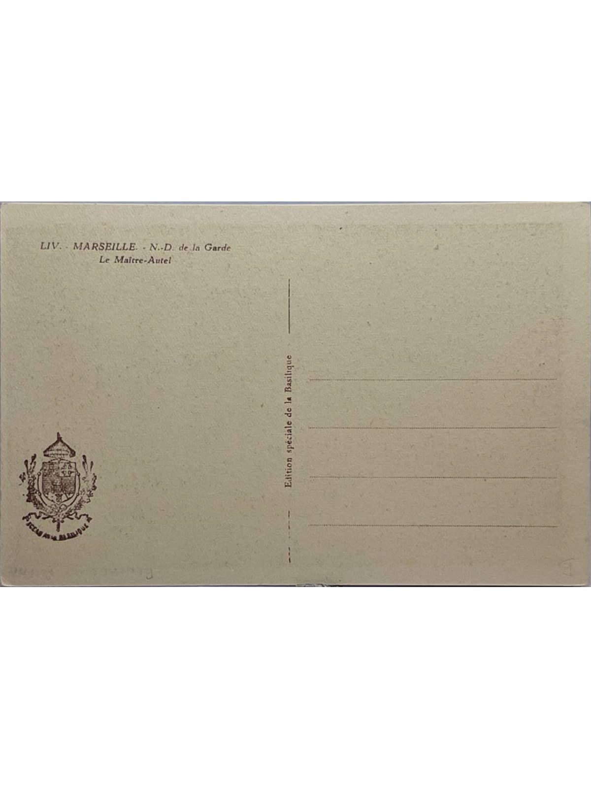 Verso de la carte postale