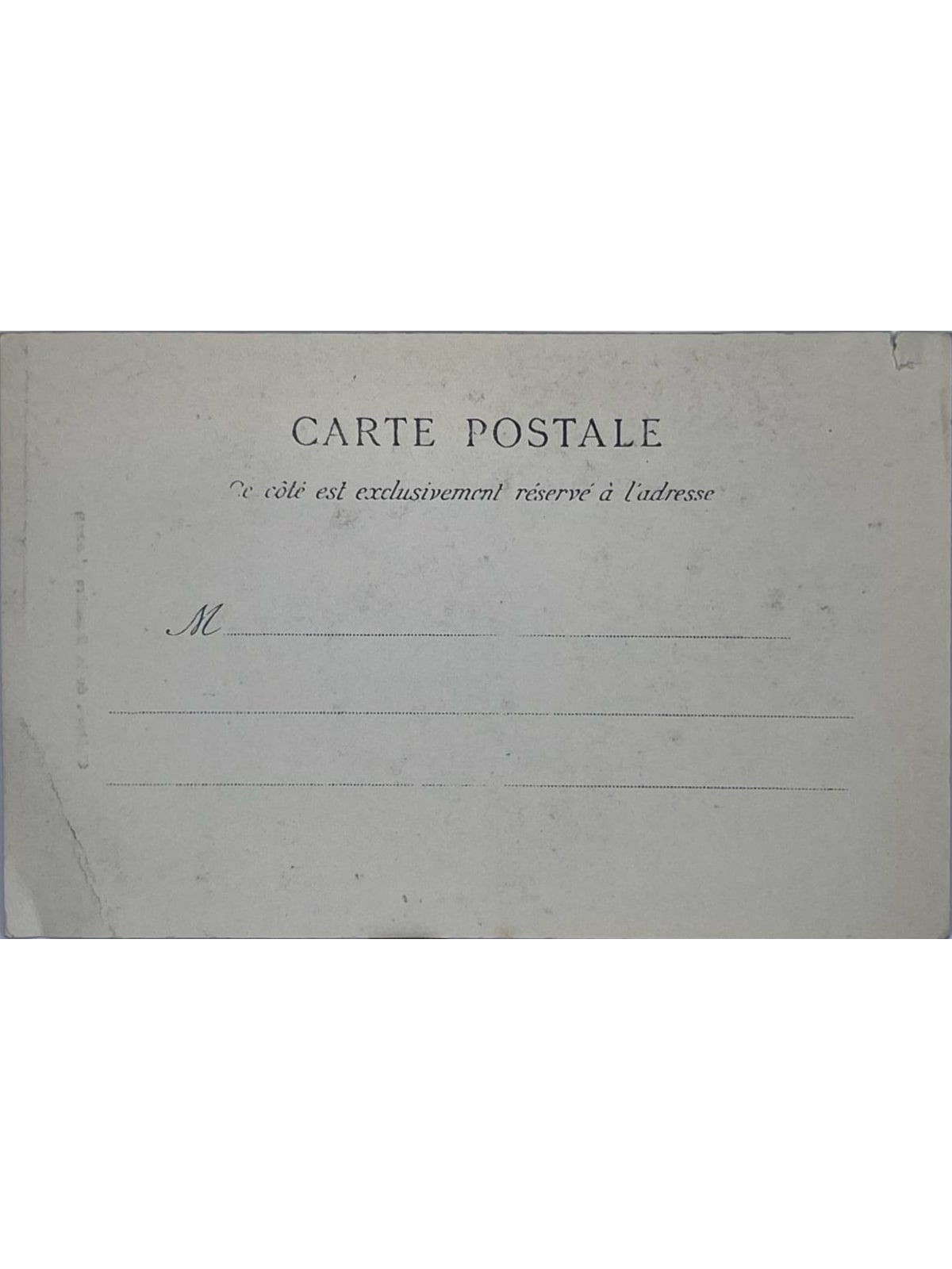 Verso de la carte postale