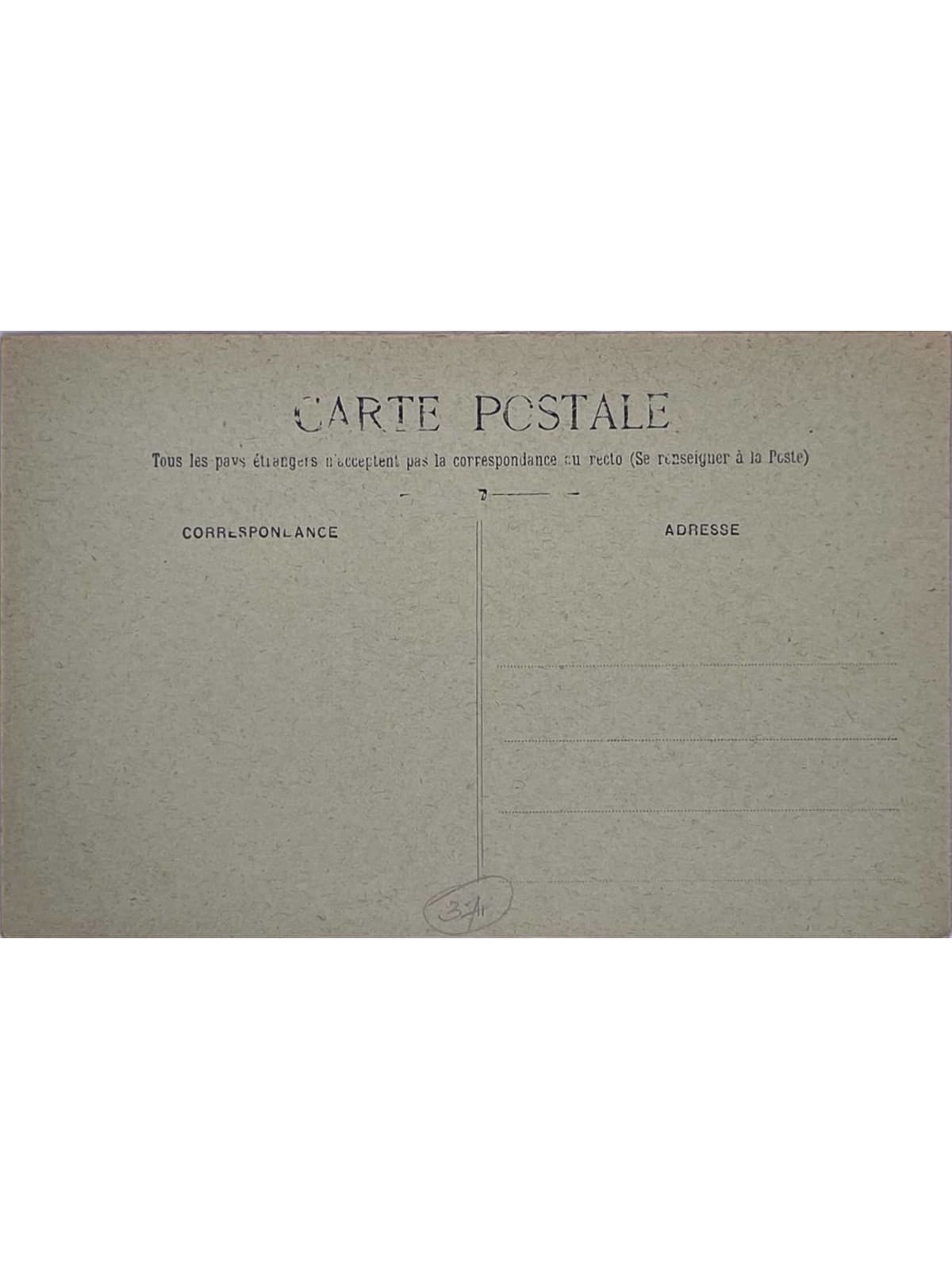 Verso de la carte postale